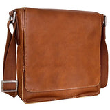 Hidesign Fred Leather Business Laptop Messenger Cross Body Bag, Tan