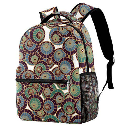 LORVIES Japanese Cute Round Pattern Lightweight School Classic Backpack Travel Rucksack for Girls Women Kids Teens