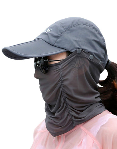 Summer Quick Dry Folding Wide Brim Sun Hat Anti UV Face Sun Protection Shield Mask Head Tube Sunhat Outdoor Cycling Hiking Fishing Fisherman's Bucket Cap Travel Beach Golf Baseball Peaked Cap Strawhat