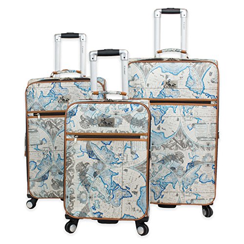 Chariot Blue World Map Hardside Rolling Luggage set, Best Price and  Reviews