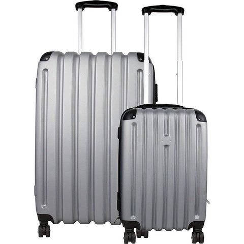Bellino 2 Piece Hardside Spinner Luggage Set (Silver/Grey)