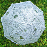 Becko White Stick Umbrella / Flower And Heart Pattern Clear Canopy Bubble Umbrella / Transparent
