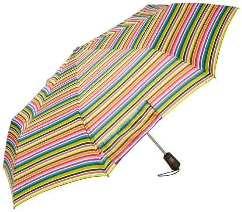 totes Titan Super Strong Auto Open Close Compact Umbrella, Foxy Stripe, One Size