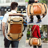 Ibagbar Canvas Backpack Travel Bag Hiking Bag Camping Bag Rucksack Khaki