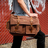 GEARONIC 14" 15" 17" Men's Messenger Bag Laptop Satchel Vintage Shoulder Military Crossbody … (17