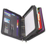 Samsonite Vinyl 3-Ring Padfolio with Handles and Shoulder Strap, 14"H x 12"W x 3 1/2"D, Black