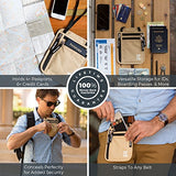 Zero Grid Neck Wallet w/RFID Blocking- Concealed Travel Pouch & Passport Holder (Desert Sand)