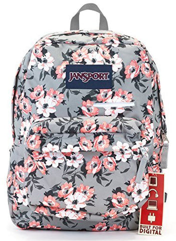 Jansport Digibreak Backpack (coral sparkle pretty posey)