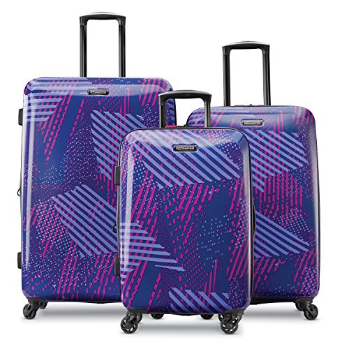 American Tourister Moonlight Hardside 3 Piece Spinner Set 21" 24" And 28" (Purple Storm)
