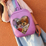 Yingtech Teens Girls Summer Candy Pu Leather Backpack Bag Plastic Heart Love Beach School Bag