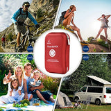 DeftGet First Aid Kit - 163 Piece Waterproof Portable Essential Injuries & Red Cross Medical Emergency Equipment Kits : for Car Kitchen Camping Travel Office Sports and Home
