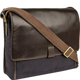 Scully Cambria Messenger Workbag (Brown Leather & Midnight Navy Canvas)