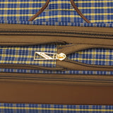 London Fog Kensington 25 Inch Expandable Spinner, Blue Tan Plaid