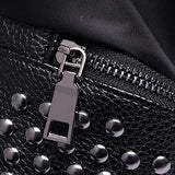 ABage Women's Studded Backpack Waterproof Nylon College Backpack Purse School Bag, Black