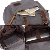 Bluboon Canvas Vintage Backpack Leather Casual Bookbag Men Women Laptop Travel Rucksack