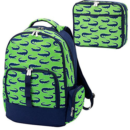 Personalized Reinforced Design Water Resistant Backpack and Lunch Sack Set, Later Gator