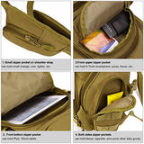 Tactical Military Daypack Sling Chest Pack Bag Molle Laptop Backpack Large Shoulder Bag (Desert