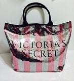 Victoria'S Secret Weekender Duffle Travel Bag (Pink Bling Sequin Stripes)