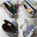 Holographic Laser Leather Backpack For Girls Pink Silver Mini Backpack For Women