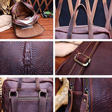 Sealinf Men'S Crocodile Pattern Cowhide Backpack Shoulder Bag (Dark Brown)