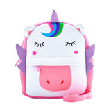 Toddler Backpack, Waterproof Children School Backpack with Chest Buckle, Neoprene Animal Schoolbag with Leash, Lunch Box Carry Bag for Boys Girls, Unicorn with Leash