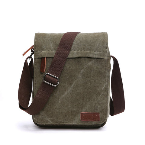Sechunk Small Vintage Canvas Messenger Cross body bag Shoulder bag (m_Green, middle)