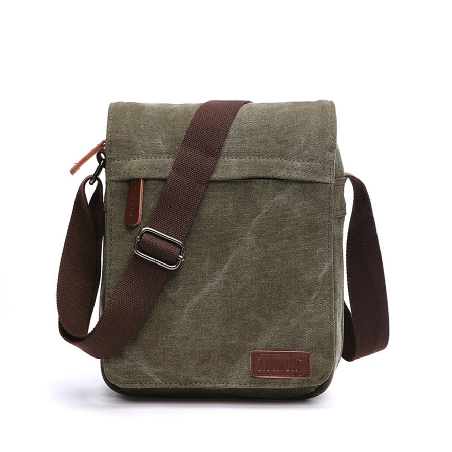 Sechunk Small Vintage Canvas Messenger Cross body bag Shoulder bag (m_Green, middle)