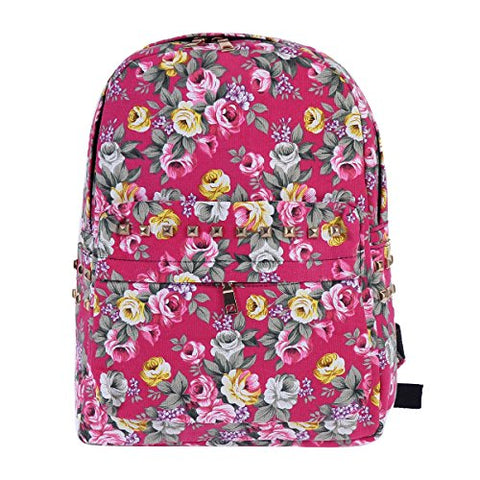 Damara Womens Vintage Allover Fashion Metal Rivet Expandable Backpack,Rose