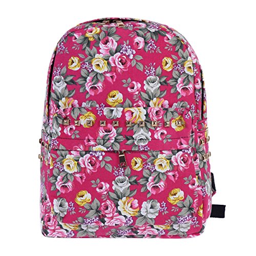 Damara Womens Vintage Allover Fashion Metal Rivet Expandable Backpack,Rose