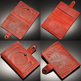 Villini - Leather RFID Blocking US Passport Holder Cover ID Card Wallet - Travel Case (Red Vintage)