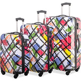 Flieks Graphic Print Luggage Set 3 Piece ABS + PC Spinner Travel Suitcase (Watercolor Painting)