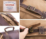 Gootium Leather Canvas Backpack Vintage Rucksack Unisex 15.6" Laptop Bag, Coffee