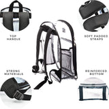 Heavy Duty Clear Backpack, See-Thru Bookbag, Transparent Work Travel Bag Black