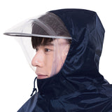 Fakeface Extra Large Lengthen Windproof Waterproof Motorcycle Scooter Rain Hoodie Coat Women Men Big Raincoat Cover Cape Poncho Rainwear Full Protection with Visor and Storage Bag
