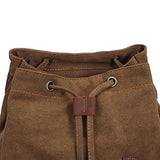 KAUKKO Retro Canvas Schoolbag Casual Satchel Backpack Multi-Functional Rucksack (Khaki)