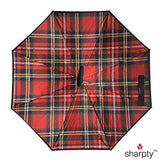 Sharpty Inverted Umbrella, Umbrella Windproof, Reverse Umbrella, Umbrellas for Women with UV Protection, Upside Down Umbrella with C-Shaped Handle (Red Plaid)