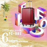 COOLIFE Luggage Expandable(only 28") Suitcase PC+ABS Spinner 20in 24in 28in Carry on (Wine Wind New, L(28in))