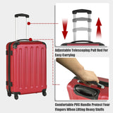 Goplus 3Pcs Luggage Set, Hardside Travel Rolling Suitcase, 20/24/28 Rolling Luggage Upright, Hardshell Spinner Luggage Set with Telescoping Handle, Coded Lock Travel Trolley Case (Wine)