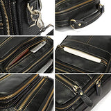 BAIGIO Men's Genuine Leather Shoulder Bag Vintage Cross-body Messenger Bags Multi-pocket Purse Soft