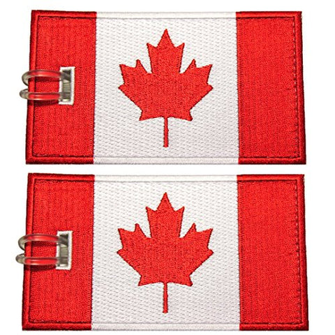 Luggage Tags, Canadian Flag, Embroidered, 2 Pack, 12 COLORS, NEVER BREAK!