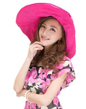 Fakeface Women Ladies Floral Large Brim Floppy Hat Foldable Anti-UV Summer Bucket Hat Holiday Travel Shopping Camping Beach Sun Hats Cap Topee UPF 50+ Rose