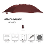Umbrella Reverse Travel Umbrellas Windproof Compact Folding-Burgundy