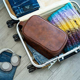 Elviros Toiletry Bag for Men, Large Travel Shaving Dopp Kit Water-resistant Bathroom Toiletries Organizer PU Leather Cosmetic Bags
