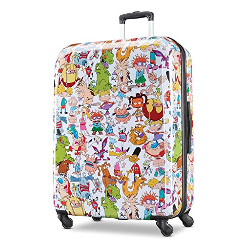 American Tourister Kids' Nickelodeon 90S Mash Up Hardside Spinner 28, White/Orange