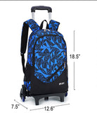 Meetbelify 3pcs Kids Rolling Backpacks Luggage Six Wheels Trolley School Bags (Black with 6 wheels)