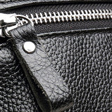 ABage Women's Genuine Leather Backpack Classic Casual School Buckle Flap Backpack, Black1