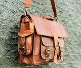 Vintage Crafts Vintage Genuine Leather Laptop Briefcase Messenger Satchel Bag