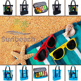 Sunbeach Mesh Beach Bag Tote with Built-in Insulated Cooler, Zipper Closure, Outside Zipper Pocket, Padded Handle Grips and Removable Padded Shoulder Strap (Black)