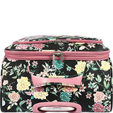 Kensie Luggage Le Jardin 3 Piece Spinner Luggage Set (Black Floral Print)