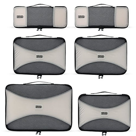 Pro Packing Cubes 6 Piece Lightweight Travel Cube Set of Compression Organizers